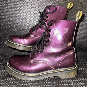 Dr. Marten's Pascal Air Wair Shiny Purple Burgundy Combat Boots Women's Size 7